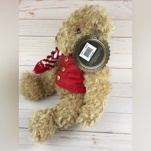 FAO Schwarz 14” Plush Teddy Bear Gift Puffer Vest Scarf w/ Hang Tag - Picture 4 of 9